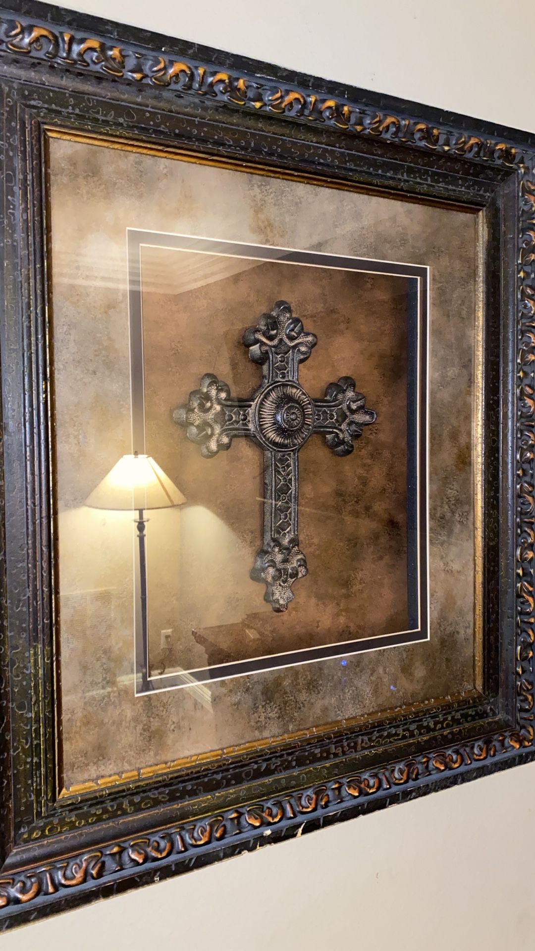 Christian metal cross (framed)