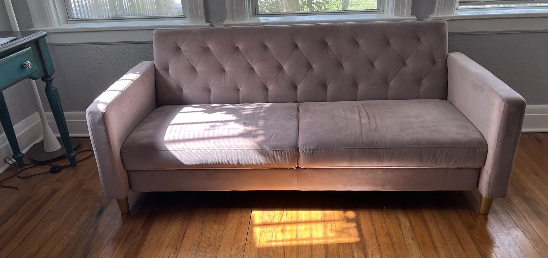Pink Couch Opens As Futon 