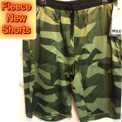 Men’s Fleece Green & black camouflage shorts brand New