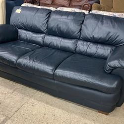 Navy Blue Leather Sofa