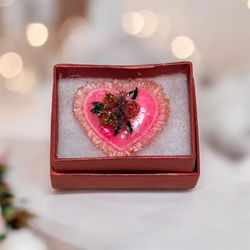 Pink Heart With Floral Designs 