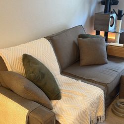 Brown sofa with storage