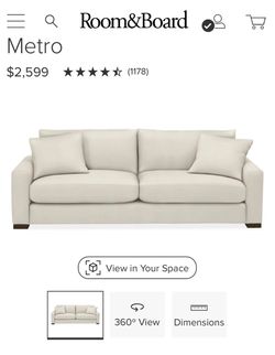 Room & Board Metro Sofa 98 inch extra deep