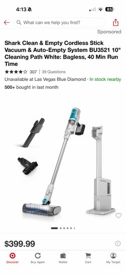 Shark vacuum clean and empty cordless