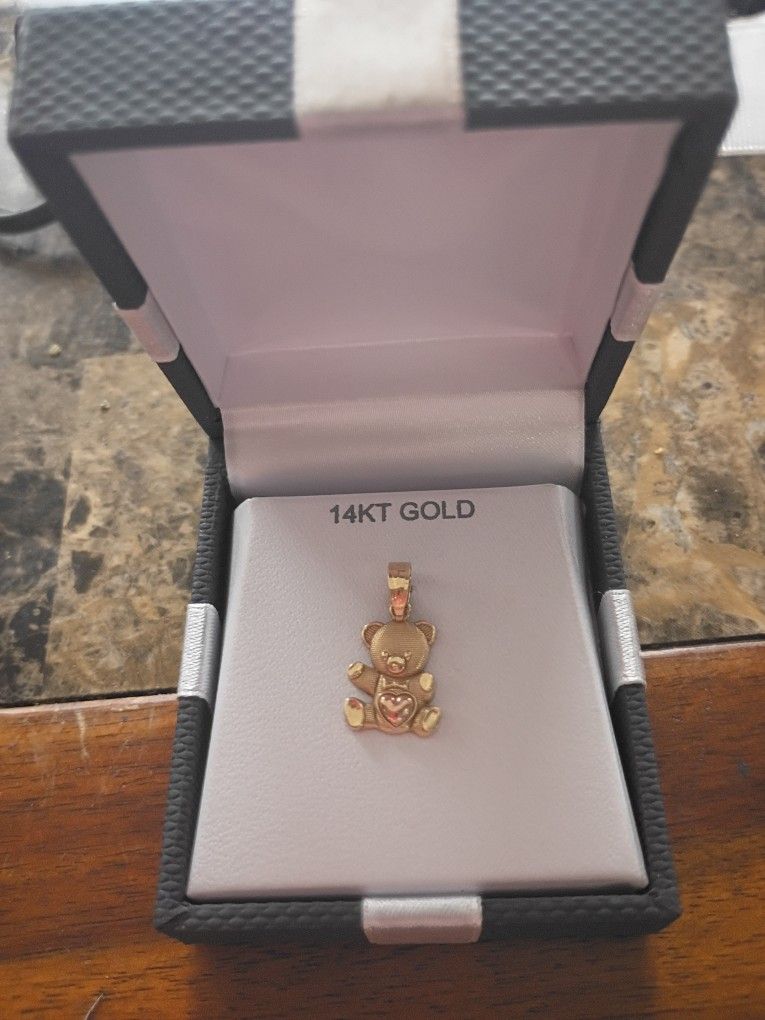 💛14KT GOLD TEDDY BEAR TWO TONE CHARM💛