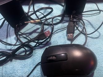 Mini Hp usb speakers & Black Wired USB Optical Standard Mouse w/ Wheel Set