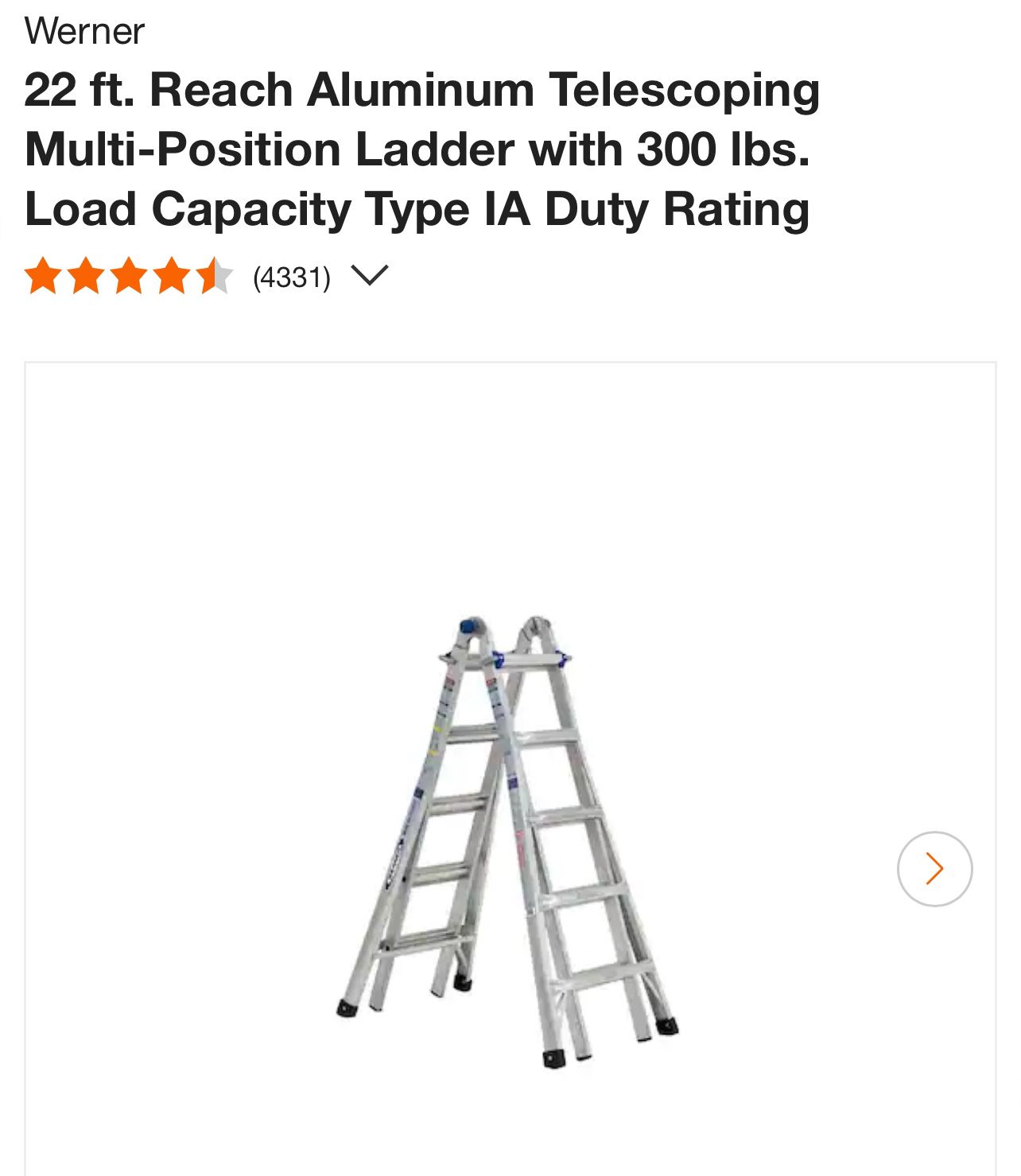 Werner 22ft 300lbs Telescosping ladder