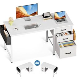 40" White Computer Desk with Drawers & File Cabinet- NEW