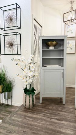 Grey Cabinet Storage Shelf Tower Table - like new condition
