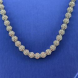 925 Sterling Silver 22” CZ Flower Necklace 34.10g 5.3mm 199310/3