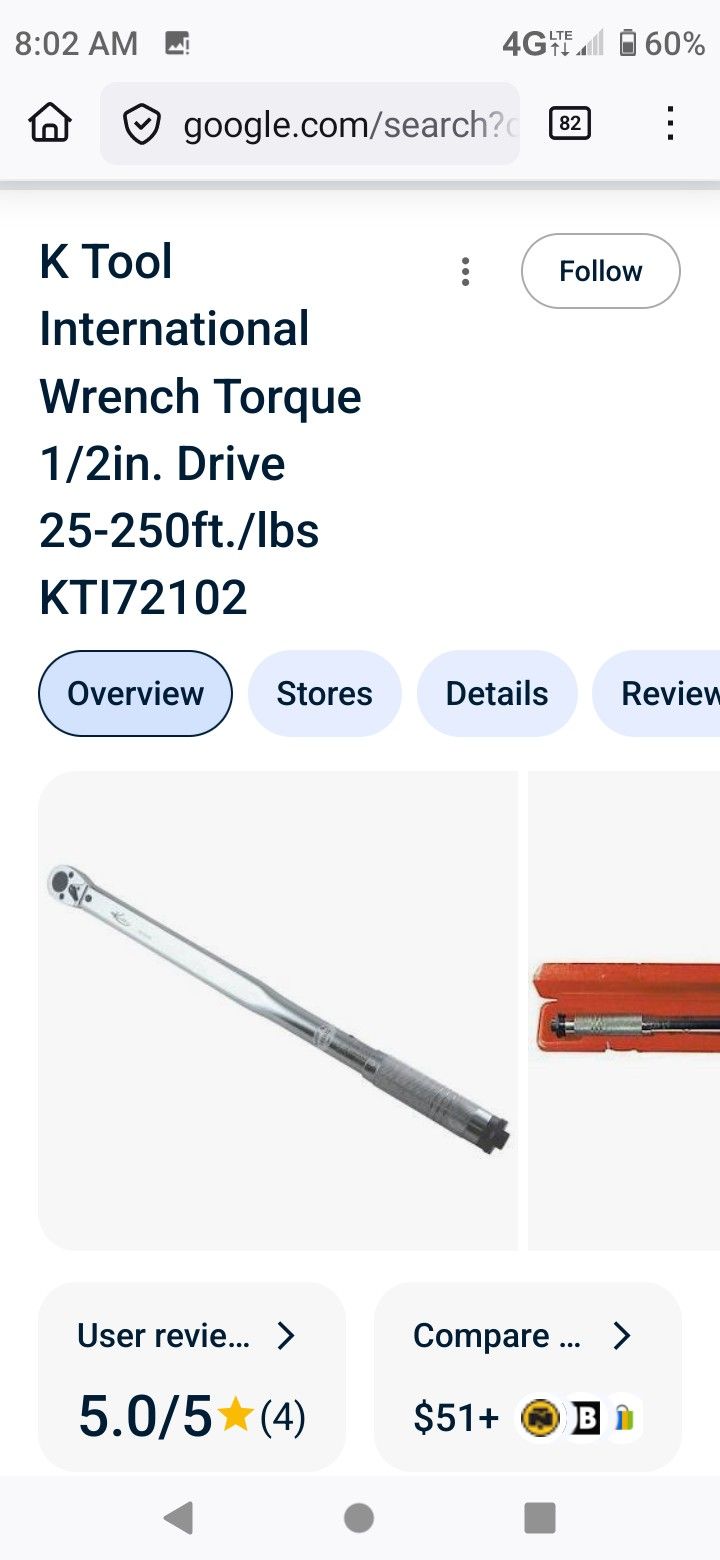 KTI 72102 1/2 Drive Torque Wrench