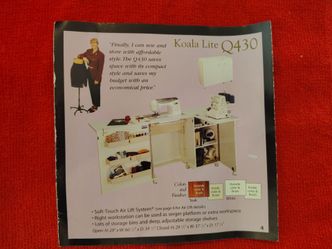 Koala Lite Q430 Cabinet – Complete Sewing Station – $350