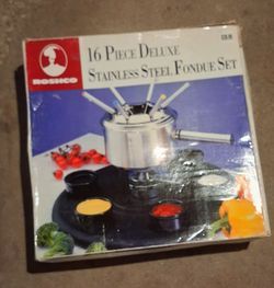 Roshco 16 Piece Brushed Stainless Steel Fondue Set