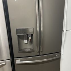 GE Stainless Steel French Door Refrigerator With Coffee M 36” Wide 69” Tall In Excellent Condition Plus 4 Months Warranty. Delivery Service Available 