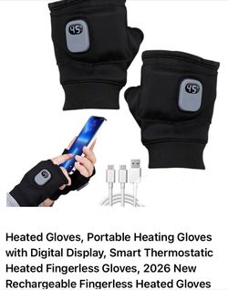 Portable Heating Gloves with Digital Display, Smart Thermostatic