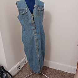 Revolt Dress Denim Jean Size Large Button Pockets Long
