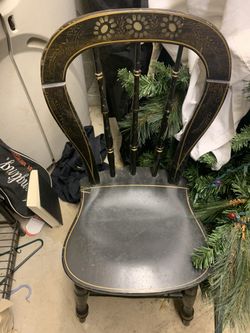 Antique Small Functional But Decorative Black Chair.