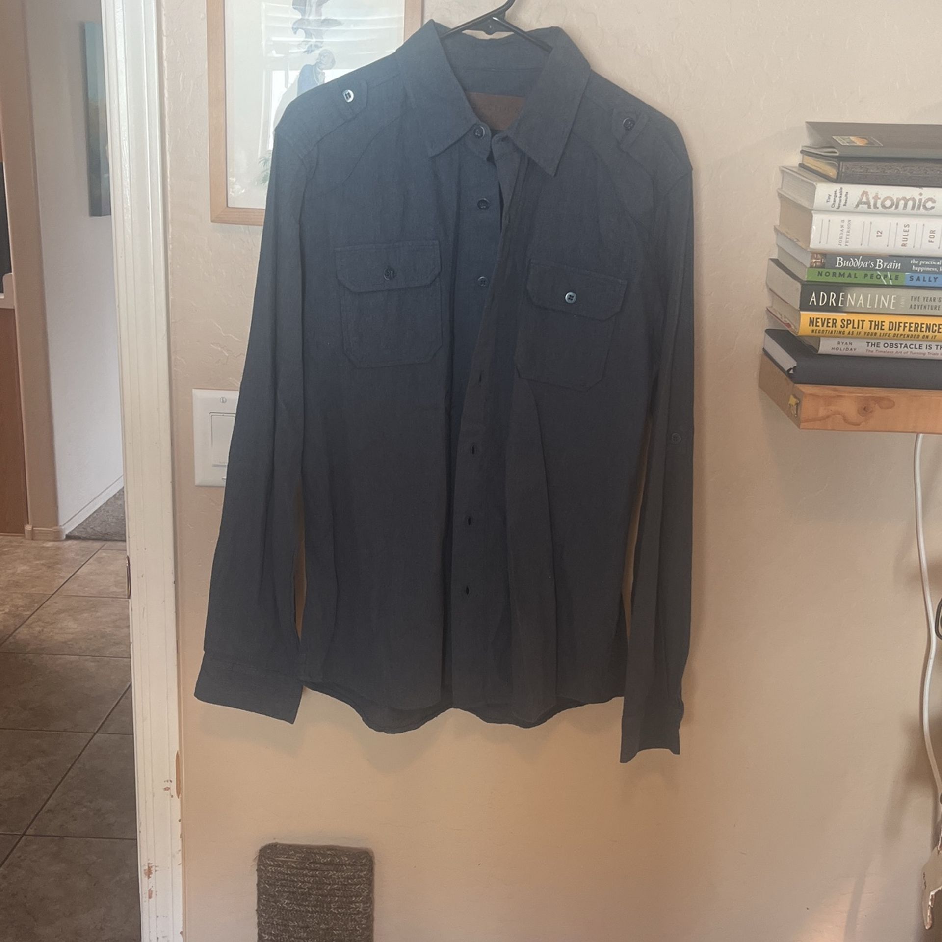 Navy Blue Flannel - Medium