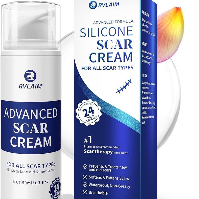 Rvlaim Scar Cream Gel, Advanced Silicone Scar Gel, Professional Scar Away Removal Cream for Surgical Scars, Stretch Mark, Keloid Bump, C-Section, Burn
