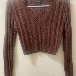 Brown Knitted Long Sleeve Top
