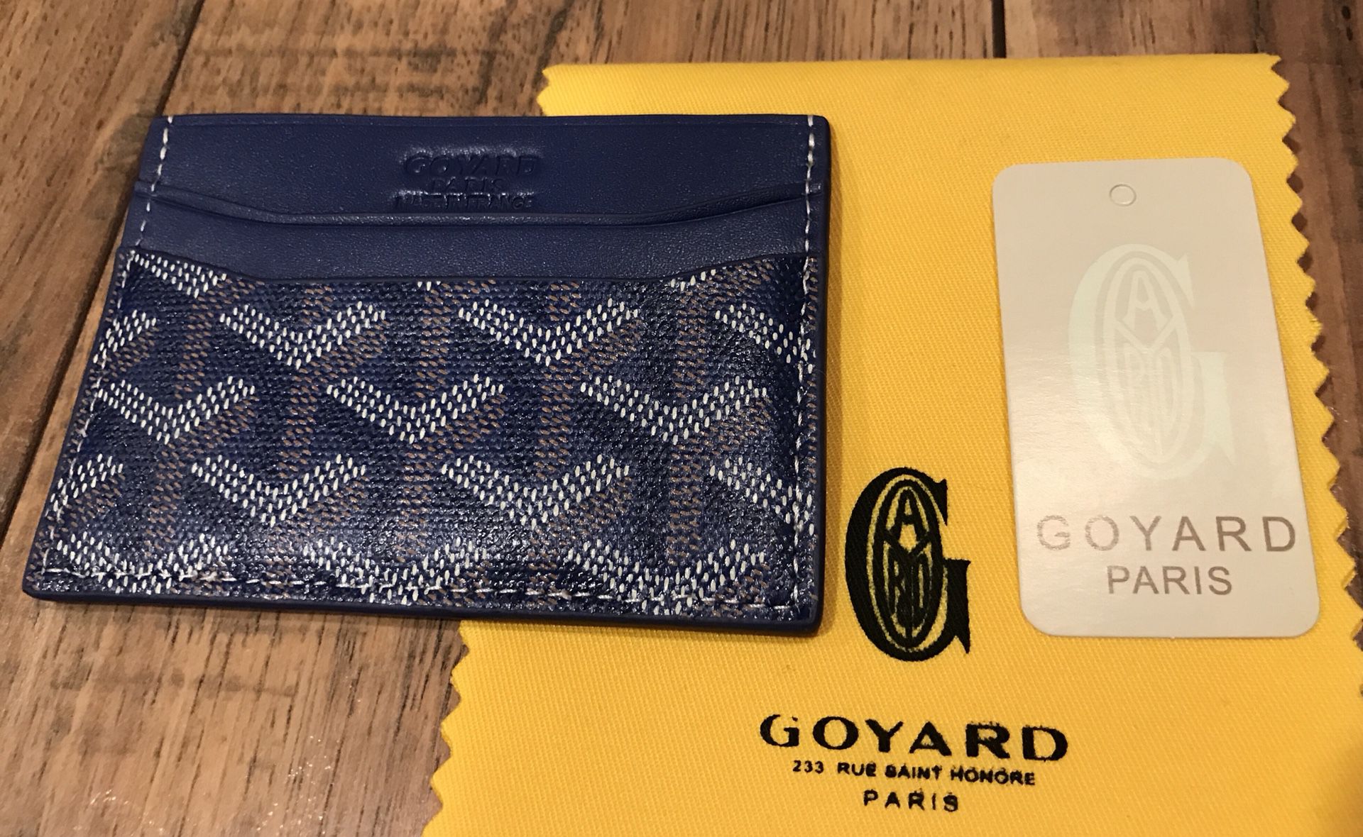 dark blue goyard card holder