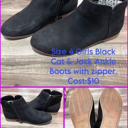 Size 4 Girls Black Ankle Boots
