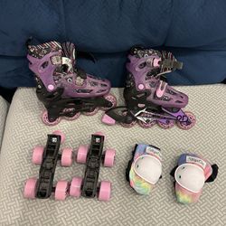 Roller Skates 2-in-1 Combo Quad and Inline Skates, Adjustable Sizing