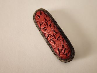 Cinnabar Floral Brooch