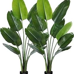 CROSOFMI Artificial Bird of Paradise Plant 6 Feet Fake Tropical Palm Tree with 13 Leaves,Perfect Faux Plants in Pot for Indoor Outdoor House Home Offi