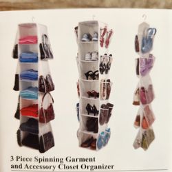 3 Piece Spinning Garment & Accessory Closet Organizer