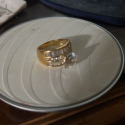 Sterling Silver Size 8 Plated Gold CZ RING. 935