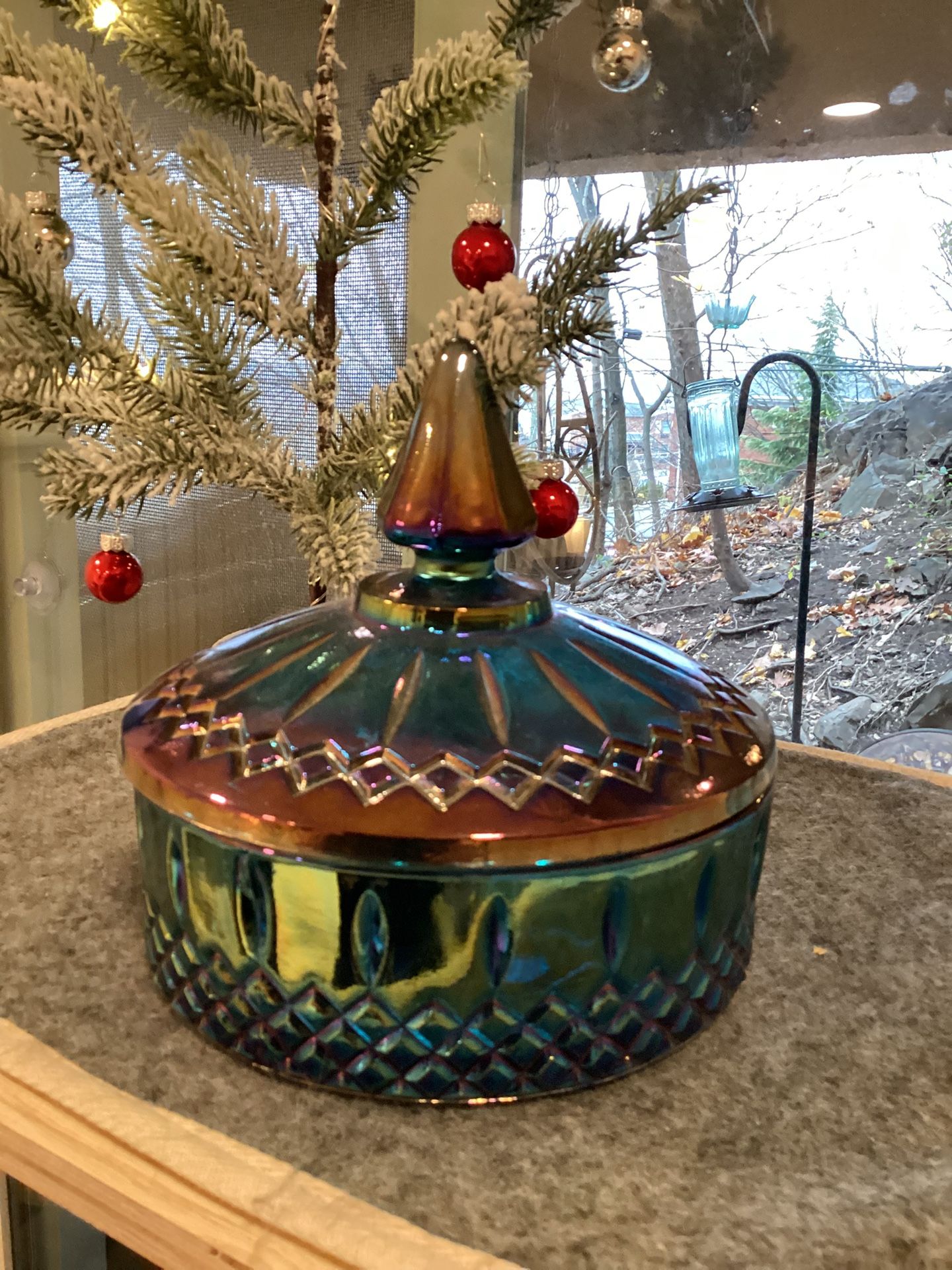 Carnival Glass, Candy, Or Trinket Dish Lid & Dish