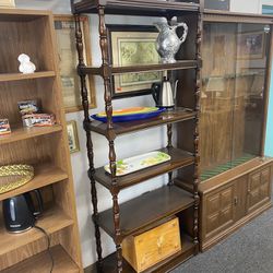 Brown Wood 6-Tier Decorative Storage Display Shelf $100