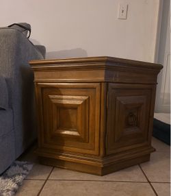 Wood End Table with Cabinet Storage