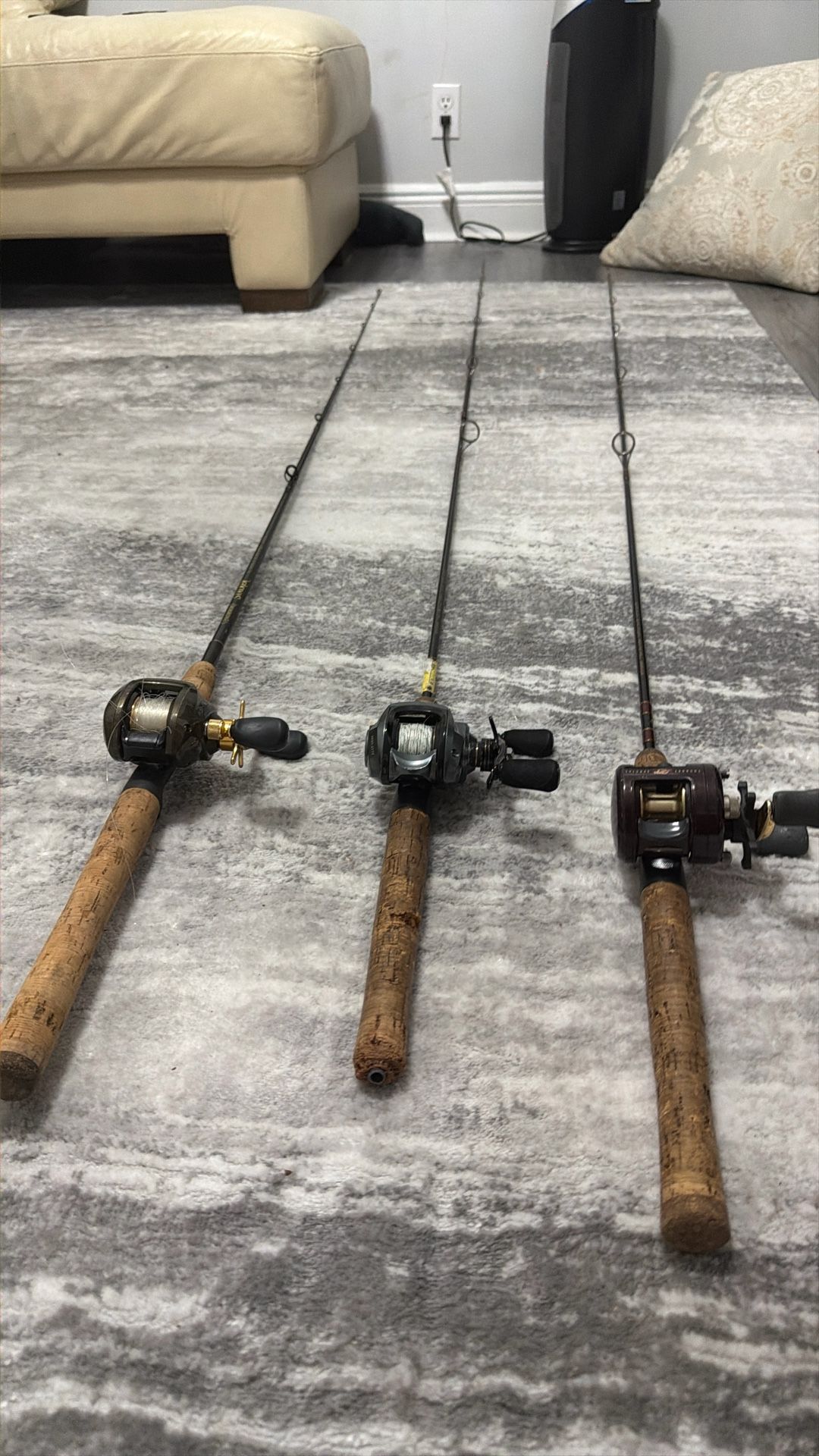 3 bait caster combos for 85$