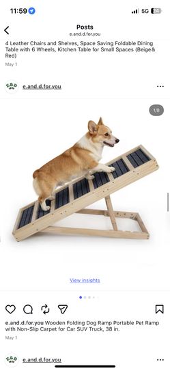 Wooden Folding Dog Ramp Portable Pet Ramp with Non-Slip Carpet for Car SUV Truck, 38 in.