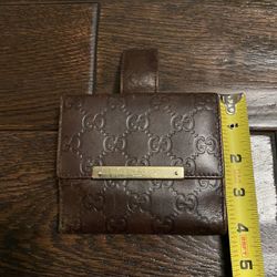GUGGI Wallet Vintage Brown Leather Authentic