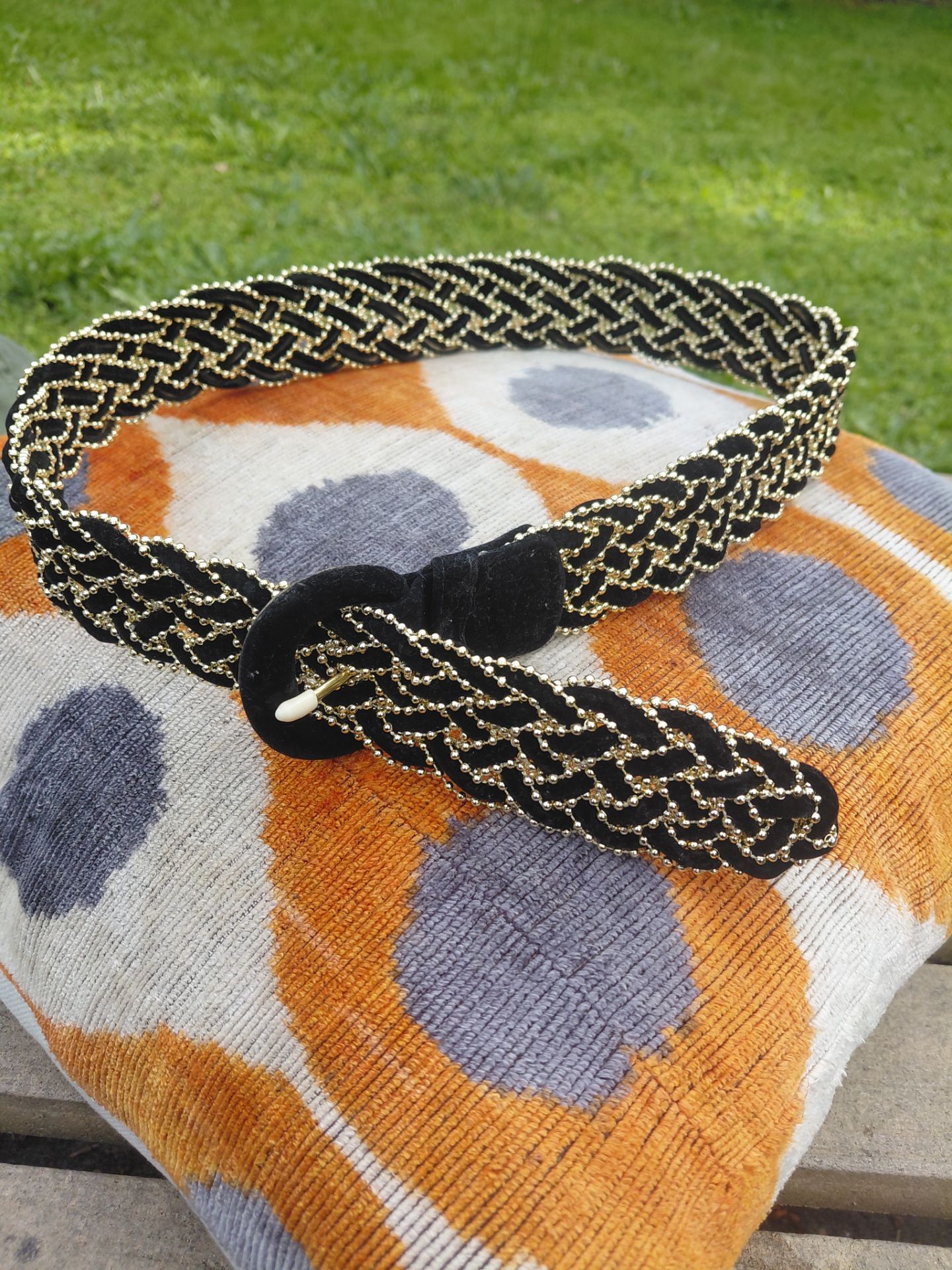 Gold Beaded belt size Lg.