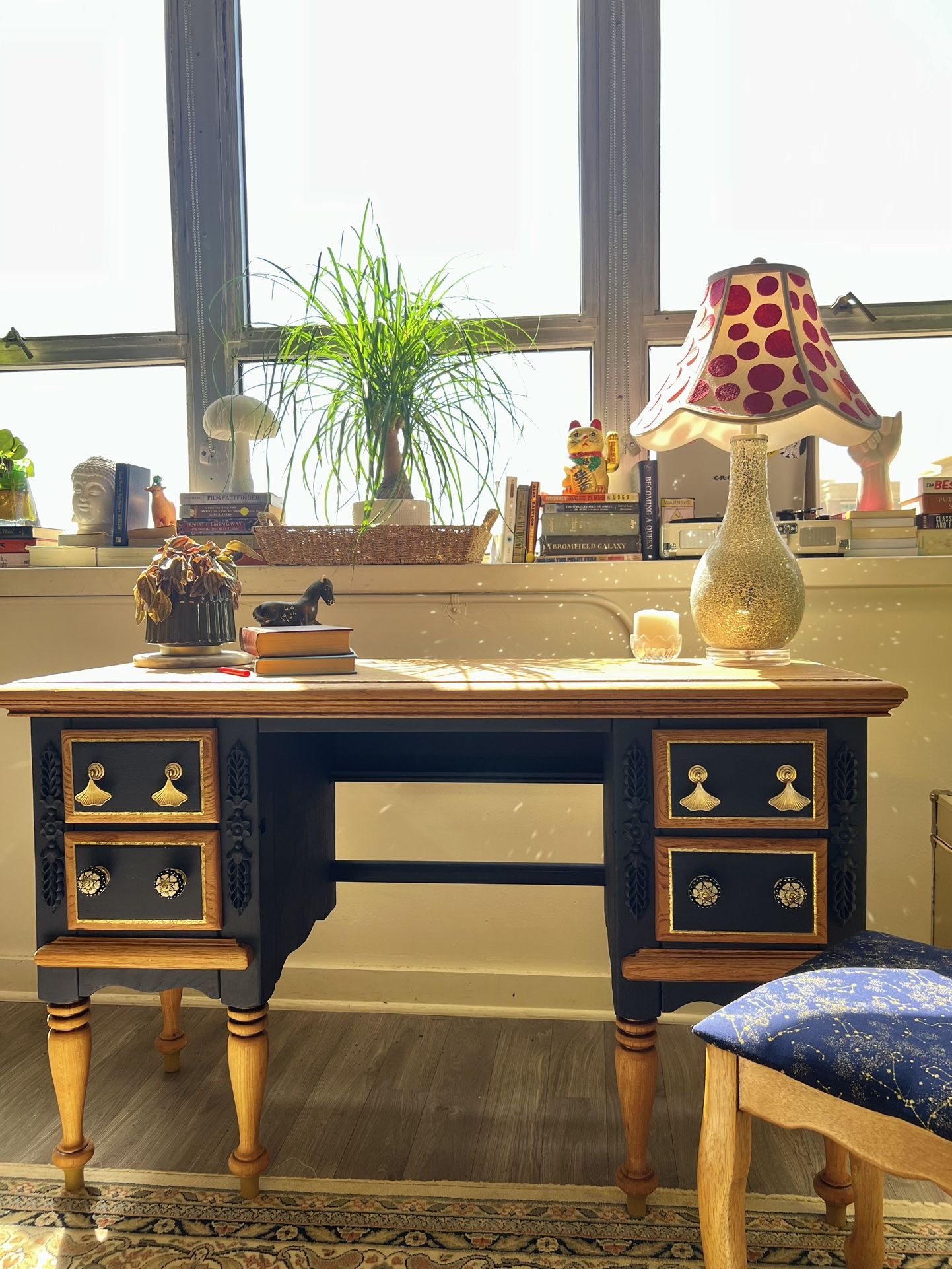 Victorian Style Solid Oak Vanity/Desk
