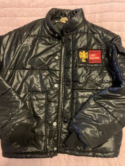 Vintage Center Line 60’s 70’s Car Motorcycle Biker Racing Wheels Puffy Black Jacket