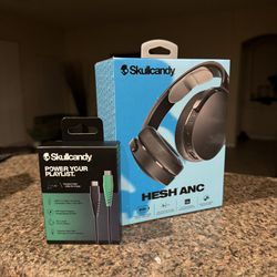 Skullcandy Hesh ANC Over-Ear Noise Cancelling Wireless Headphones with Charging Cable, 22 Hr Battery, Microphone, Works with iPhone Android and Blueto