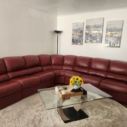 Red Leather Bed Sectional Sofa