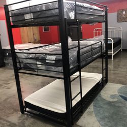 Triple Decker Bunk Bed With Mattress Combo On Sale Now ! 