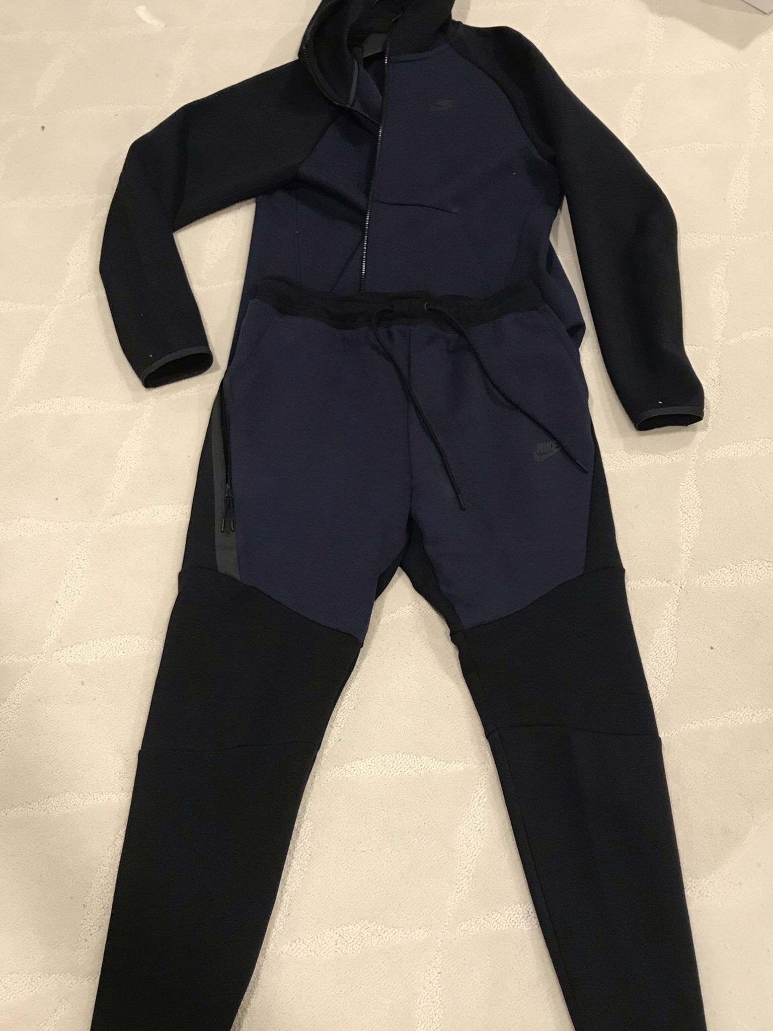 Nike Tech Fleece Zip Hoodie Jacket Joggers Sweat Suit Men’s Medium Black Navy