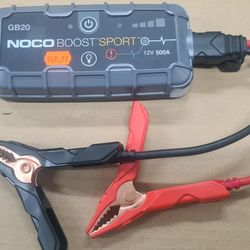 NOCO Boost GB20: 500A UltraSafe Jump Starter – 12V Lithium Battery Booster Pack, Portable Jump Box, Power Bank & Jumper Cables - for 4.0L Gas Engines