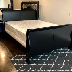 Brand New Black Full Size Wooden Sleigh Bed Frame With New Mattress/Fast Delivery