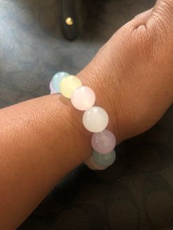 Stretch bracelet colorful quartz beaded fits up 7
