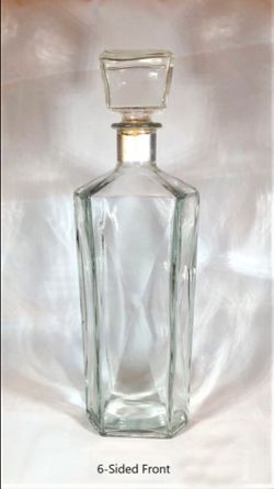 Vintage D-126 Seagram’s 6-Sided Glass Decanter w/Corked Glass Top, 11 ¾” (used)