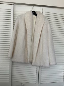 White Faux Fur Open Front Jacket
