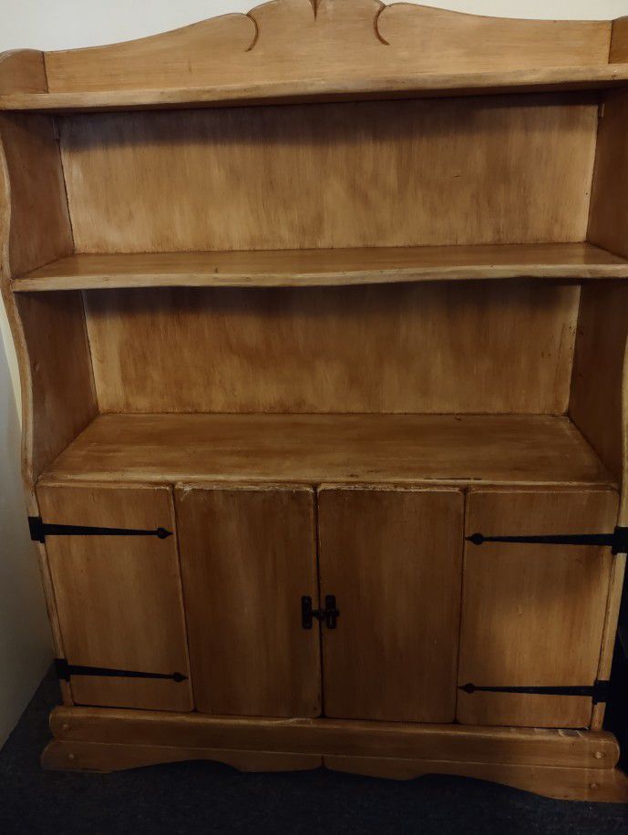 Solid Wood Cabinet For Bookcase Or Can Hold Records On The Bottom Part
